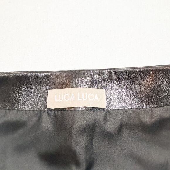 Luca Luca Black 100% Italian Leather Mini Skirt Pencil Size 6 - Picture 3 of 6